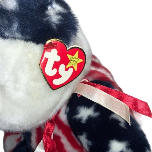 TY Beanie Buddy SPANGLE the American Patriotic Bear 14 inch - Picture 3 of 9